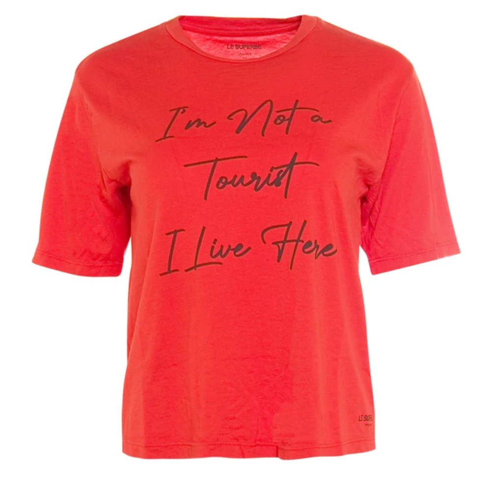 Le Superbe Persimmon Tourist Tee Shirt Crop Relax Fit I Live Here Top